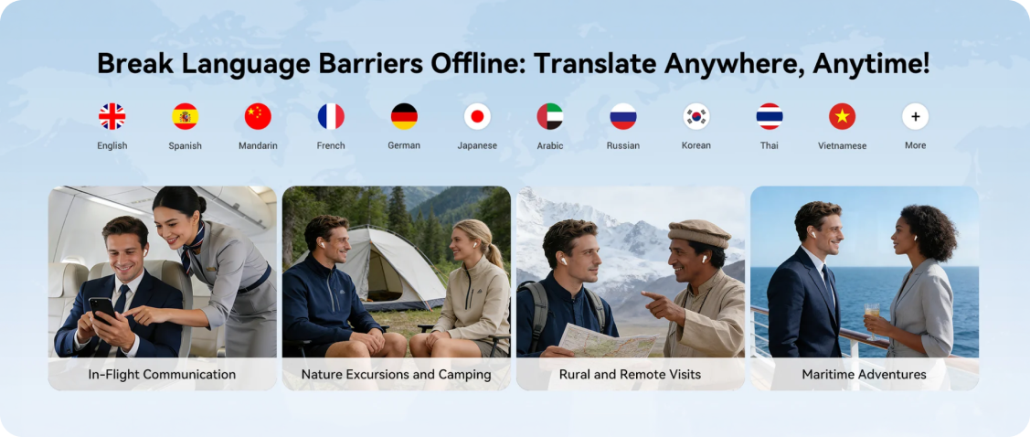 Wooask App mobile application interface for configuring translating earphones