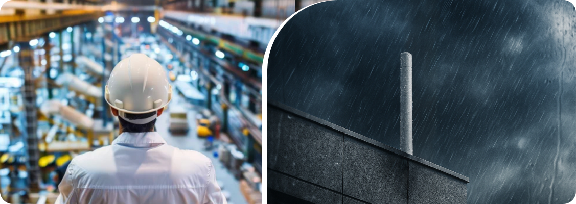 Poynting antenna providing stable connectivity in professional installations and IoT systems, symbolizing a reliable network.