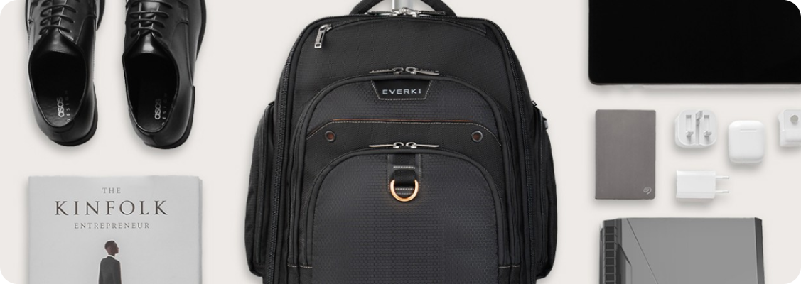 EVERKI business backpack presented as a professional infrastructure component for the mobile specialist.