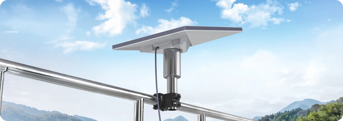 Flat roof mount for Starlink Gen 3 antenna mounted on the roof of a camper - non-invasive Starlink installation