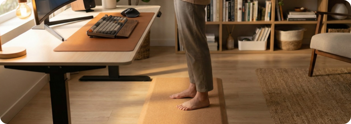 Woman doing simple exercises for back pain in the office, taking care of stretching at work for spinal health and gaining energy for an active summer.