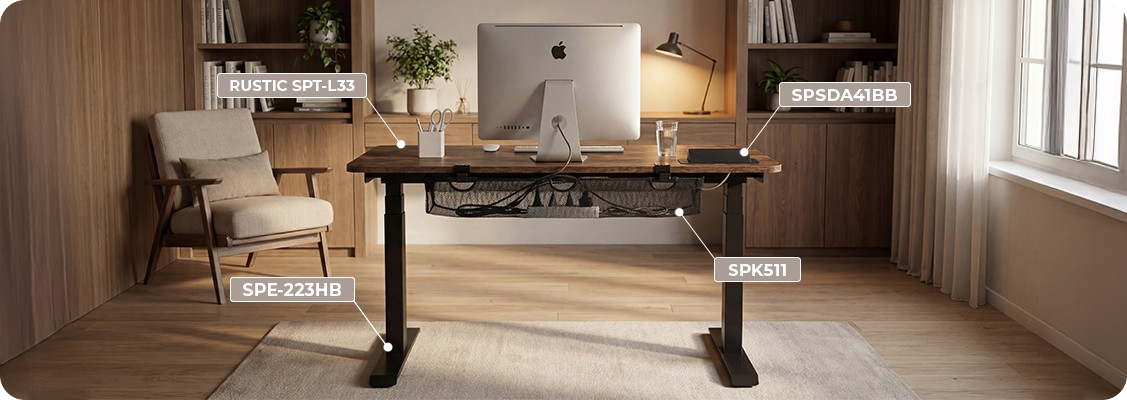 Loft desk with cable organization