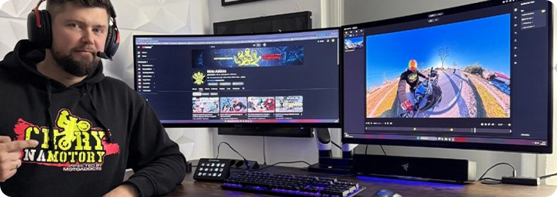 Electric desk in loft style with automotive accents