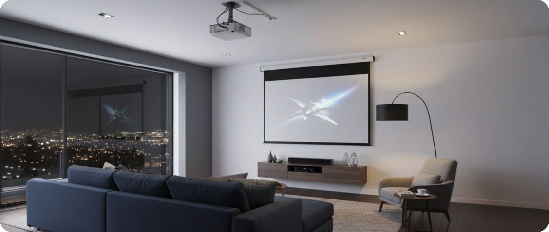 Diagram of how the ALR optical coating works in a Spacetronik tensioned projection screen