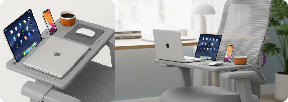 correct desk work ergonomics – monitor, chair, and user hand positioning