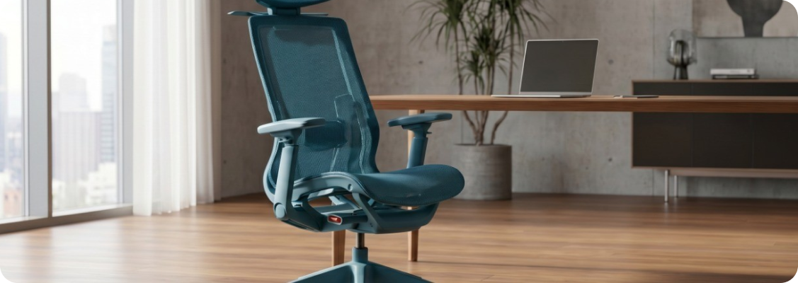 Ergonomic workstation with a modern Ergo Mesh Spacetronik mesh chair