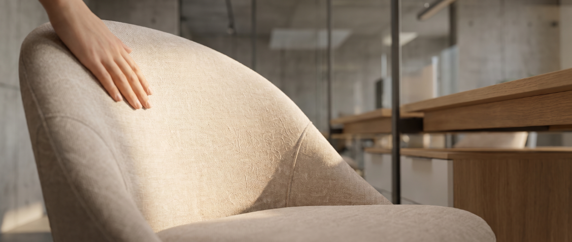 Stylish ergonomic chair for the home Spacetronik MIO in a modern living room – dilemma: which material to choose for an office chair