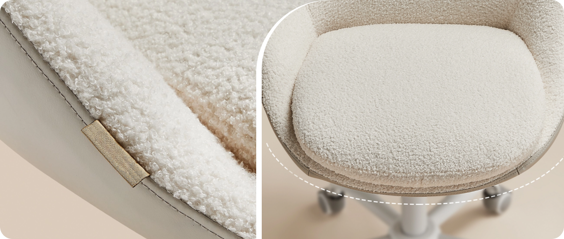 Spacetronik MIO office chair powder pink with fluffy Teddy Fleece upholstery