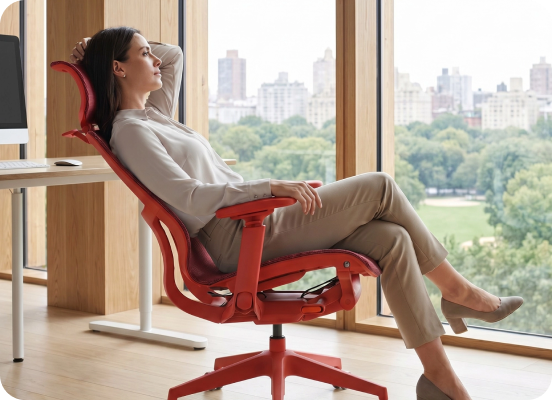 Chair with reclining and rocking function offering active sitting