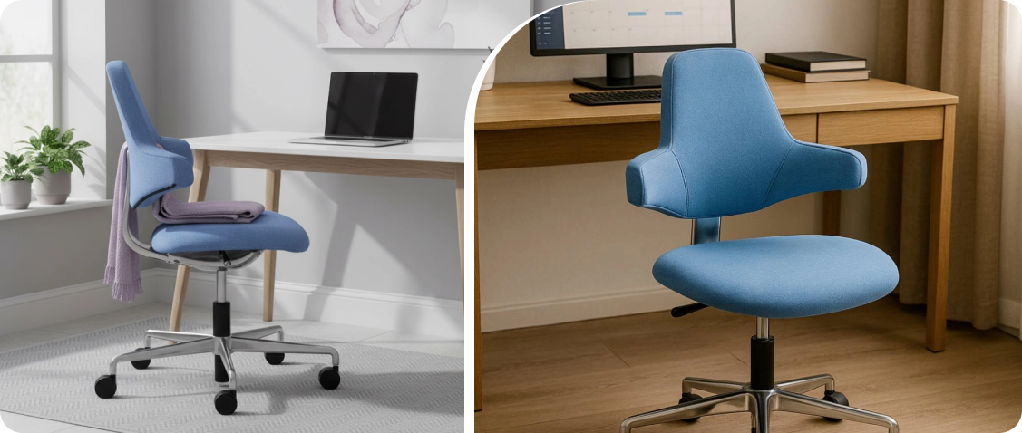 Modern and elegant swivel desk chair Spacetronik Matar in gray, placed in a stylish youth room.