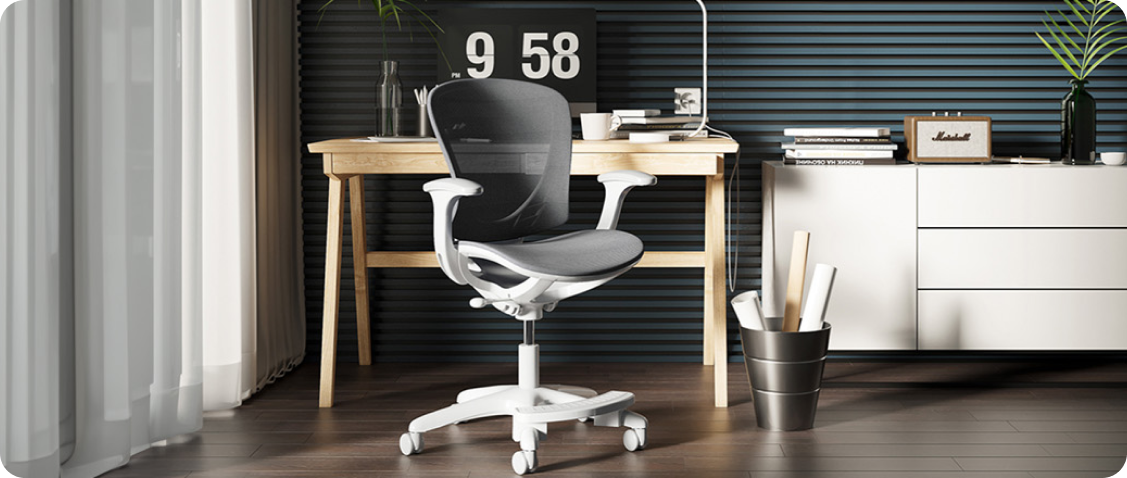 Spacetronik XD ergonomic desk chair with a footrest for a child ensuring proper posture and foot support while studying