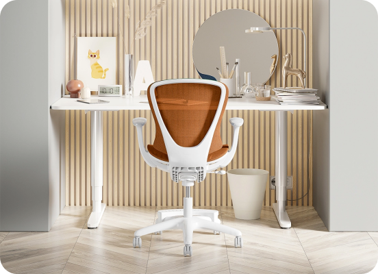 Properly adjusted ergonomic desk chair for a child with a footrest supporting a healthy spine