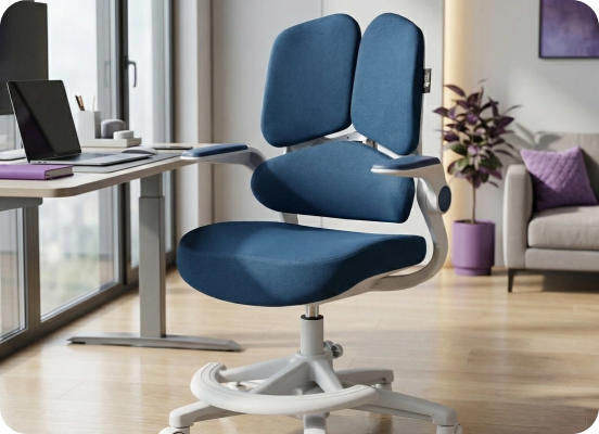 Spacetronik XD ergonomic desk chair for a child supporting the student's spine