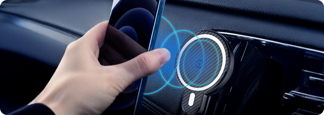 Phone in a car holder during GPS navigation stable mounting and good visibility