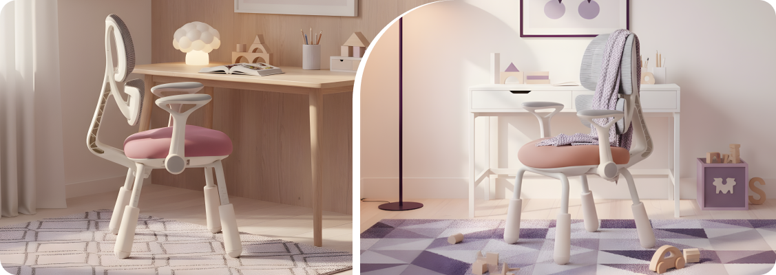 Ergonomic study station for a student – an electric desk for children that grows with the child and an adjustable Spacetronik chair.