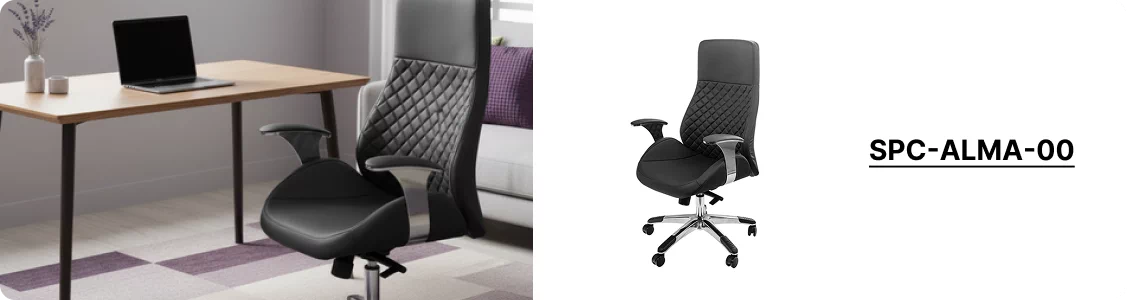 Czarny fotel ergonomiczny skórzany Alva