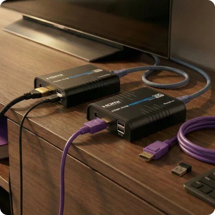 Przesyłanie HDMI przewodowo po IP LAN światłowód