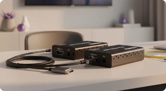 Przesyłanie HDMI przewodowo po IP LAN światłowód