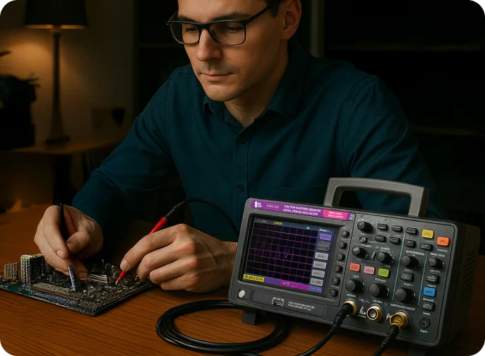 Narzędzia, zaciskarki, oscyloskopy