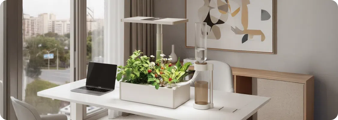rośliny doniczkowe na biurku w domowym biurze