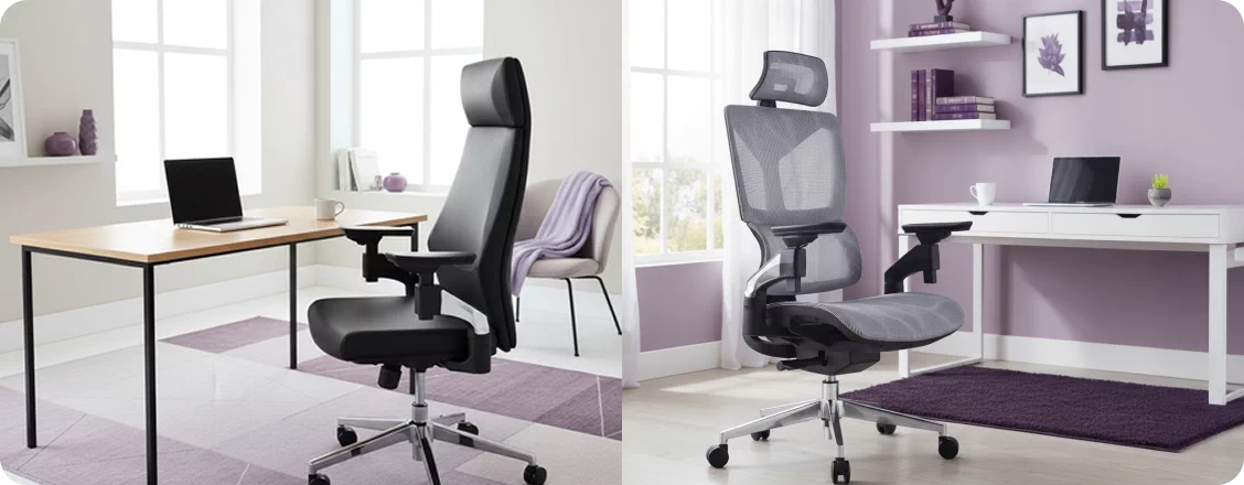 Fotel skórzany oraz fotel siatkowy