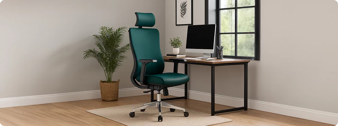 Zielony skórzany fotel ergonomiczny