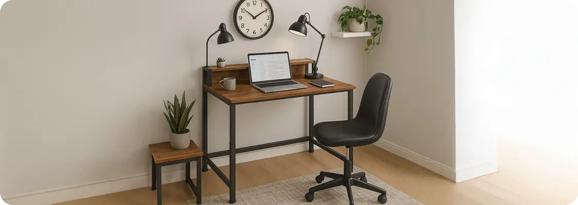 drewniane biurko regulowane male