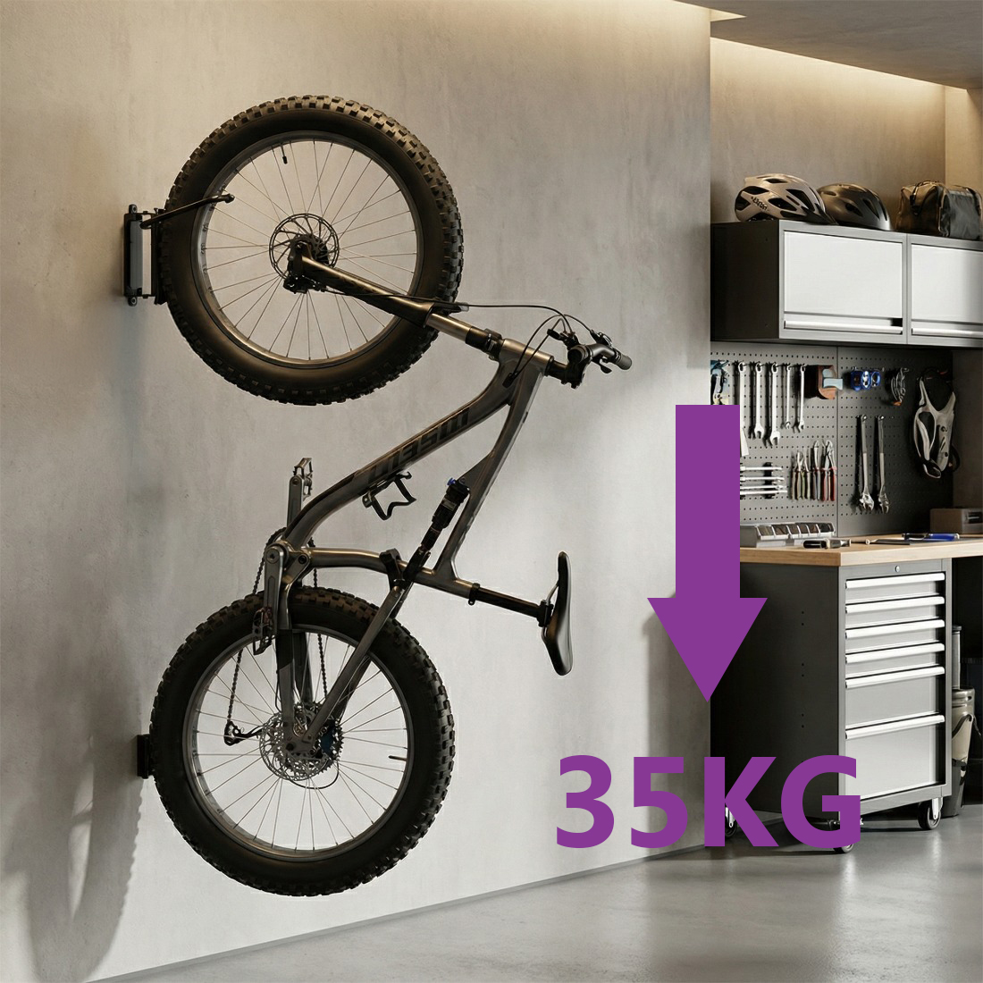 Solidny wieszak rowerowy na e-bike z ochroną obręczy