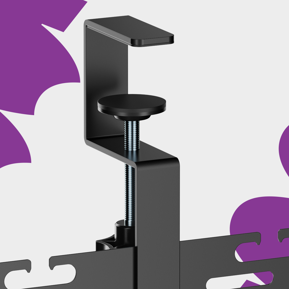 Montaż zaciskowy organizera kabli Spacetronik SPK526B do blatu biurka