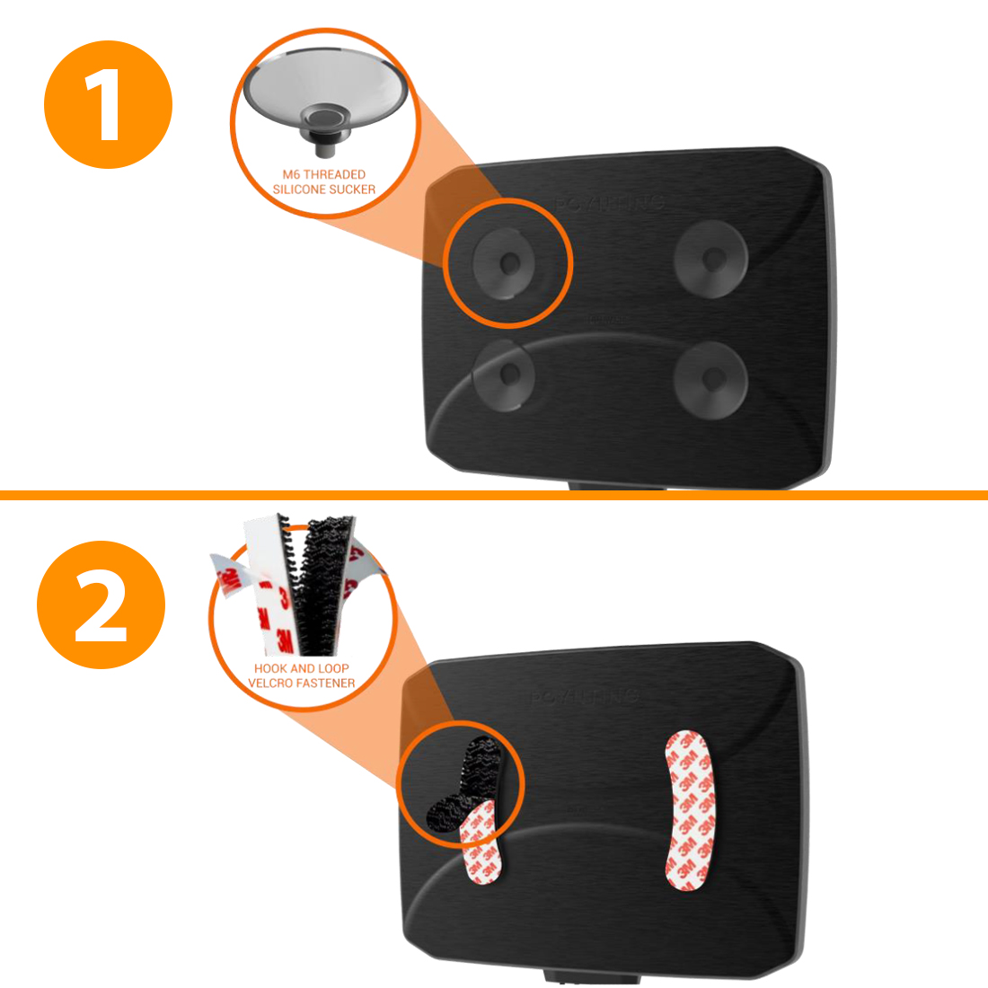 Opcje montażu anteny Poynting PANL-431 – przyssawki i taśmy Velcro