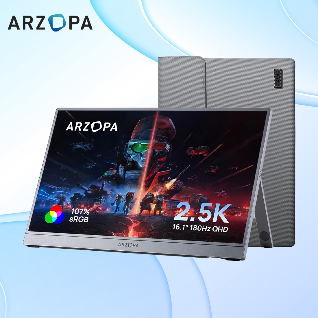 przenośny monitor do laptopa ARZOPA Z3FC Grey 16,1 cala QHD 180 Hz z podstawką