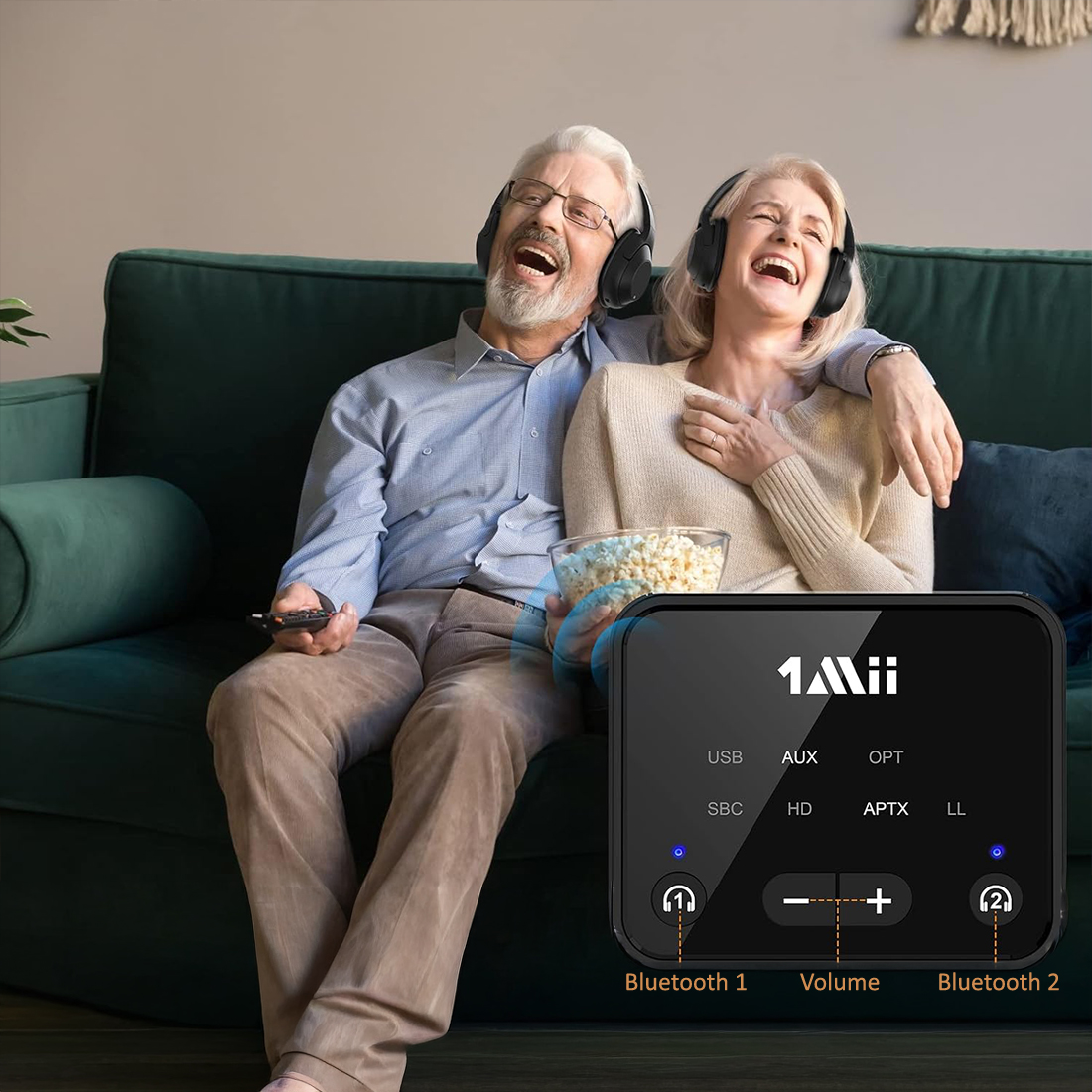 1Mii B06T6 wskaźniki LED status połączenia Bluetooth i kodeka dźwięku