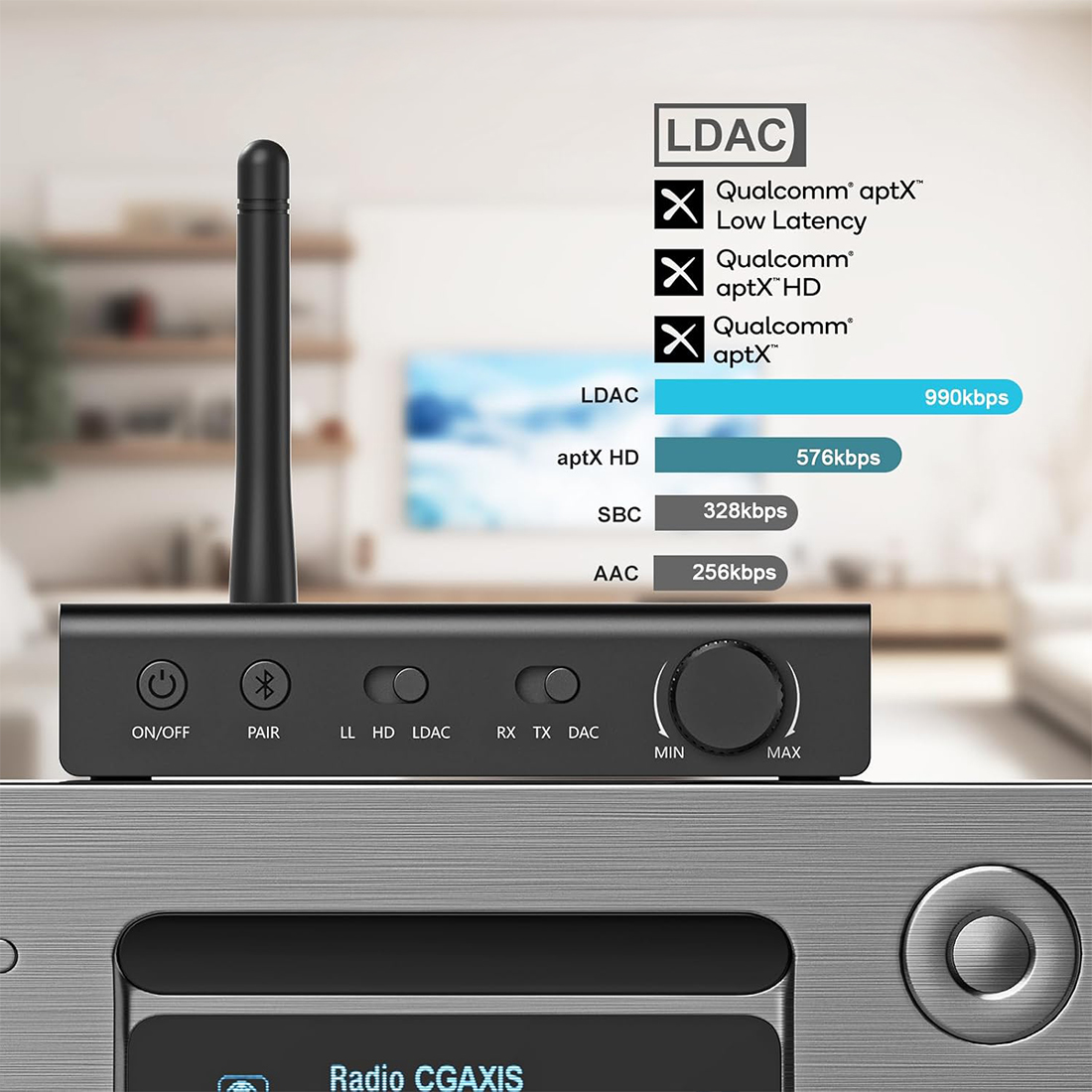 adapter bluetooth 1Mii DS700 LDAC aptX HD dźwięk hi-res do wieży i wzmacniacza