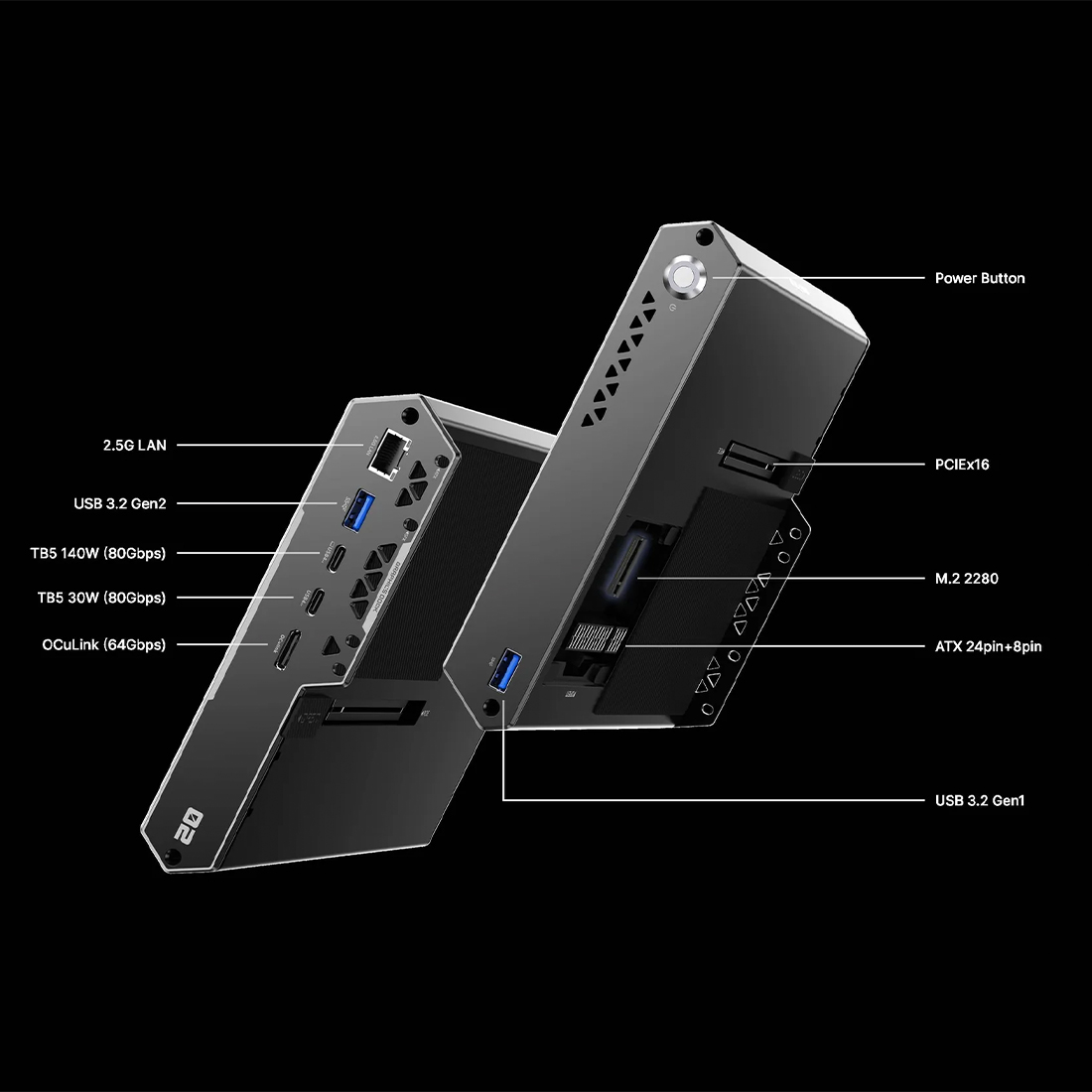 Minisforum DEG2 stacja dokująca eGPU OCuLink Thunderbolt 5 PCIe 4.0