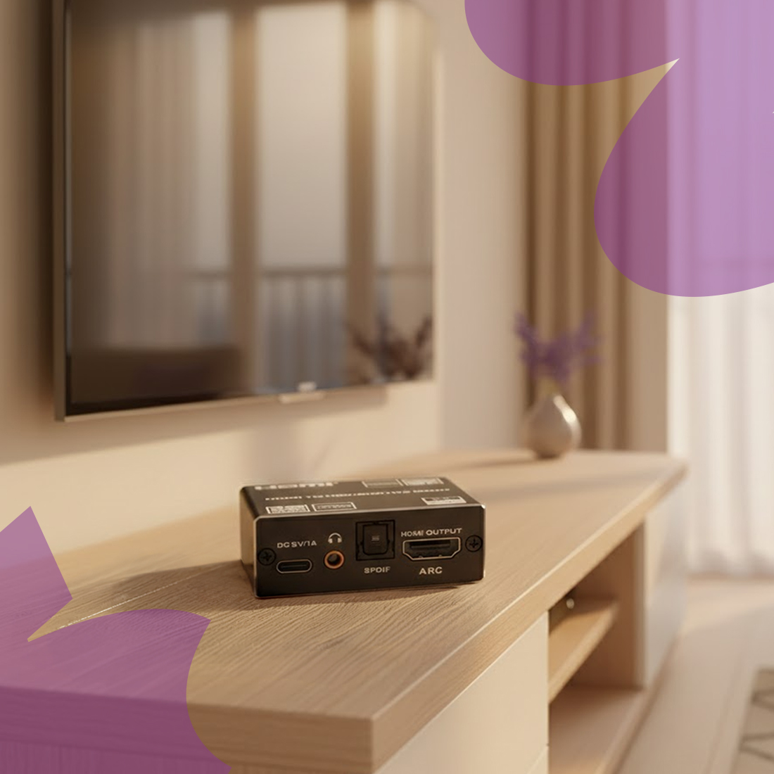 Extractor HDMI ARC Spacetronik SPH-AE06, HDMI audio extractor 4K, ARC SPDIF optical, HDMI to HDMI plus audio, wyjście SPDIF i jack 3.5, tryb 5.1CH Dolby DTS HD, zasilanie USB-C, przełącznik PASS 2CH 5.1CH, adapter do kina domowego