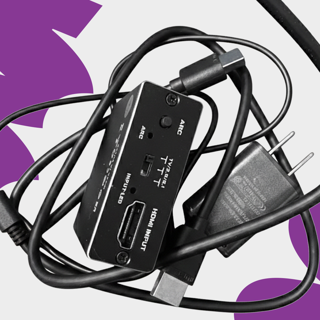 Spacetronik SPH-AE06 zasilanie USB-C, extractor HDMI ARC, HDMI audio extractor 4K HDMI 2.0 18Gbps, SPDIF optical, jack 3.5 stereo, przełącznik audio, do kina domowego soundbara