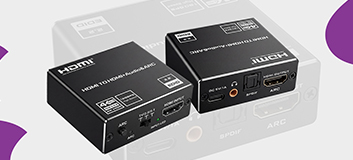 Extractor HDMI ARC Spacetronik SPH-AE06, HDMI audio extractor 4K, ARC SPDIF optical, HDMI to HDMI plus audio, wyjście SPDIF i jack 3.5, tryb 5.1CH Dolby DTS HD, zasilanie USB-C, przełącznik PASS 2CH 5.1CH
