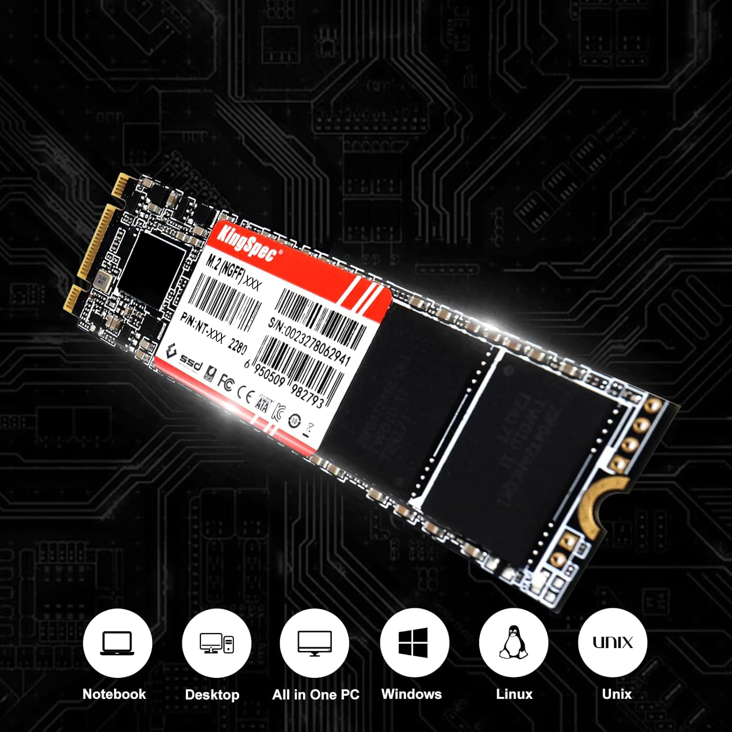 KingSpec NT-2TB 2280 dysk SSD M.2 SATA III 2TB 3D NAND do laptopa i komputera