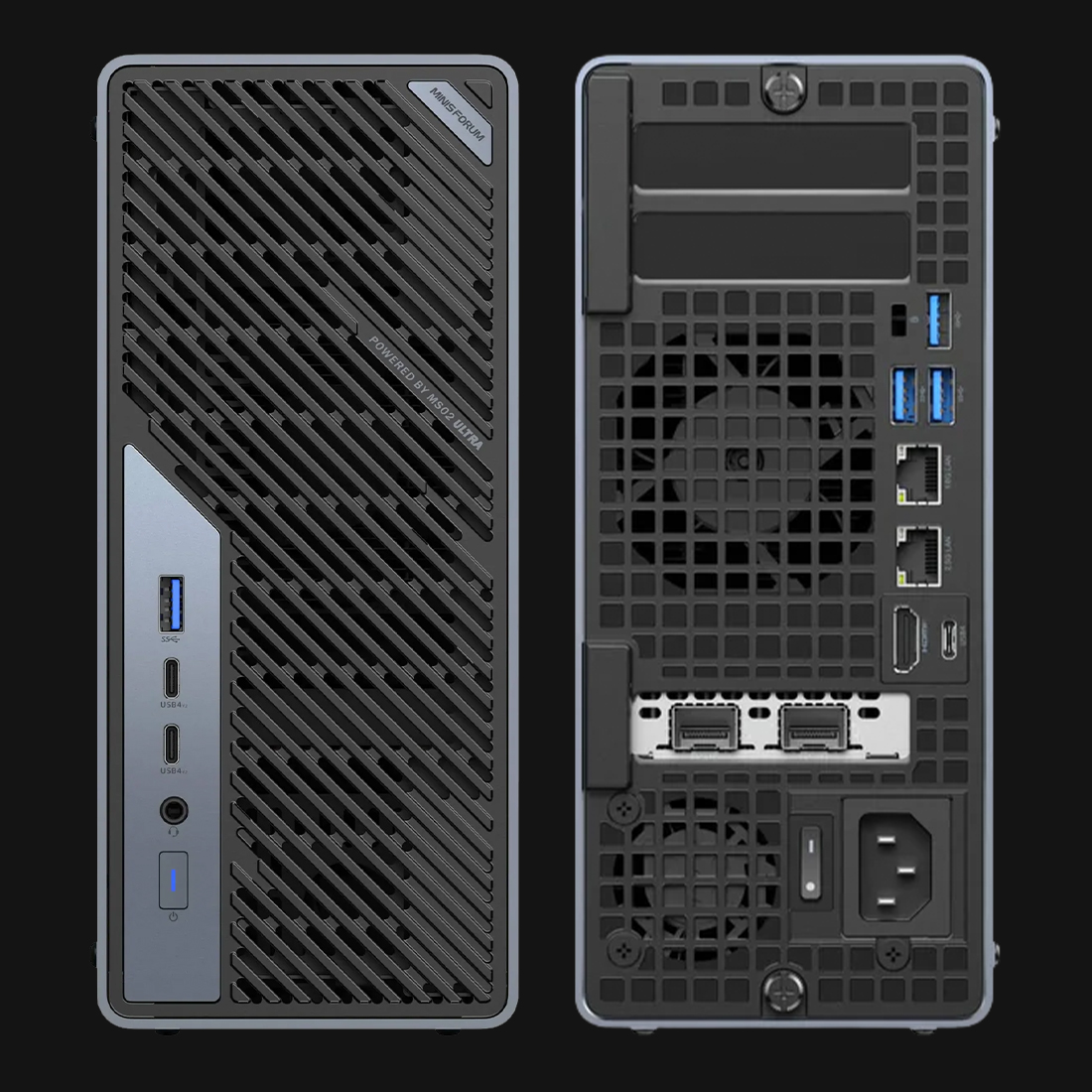 Minisforum MS-02 Ultra porty USB4 HDMI 2.1 złącza I/O