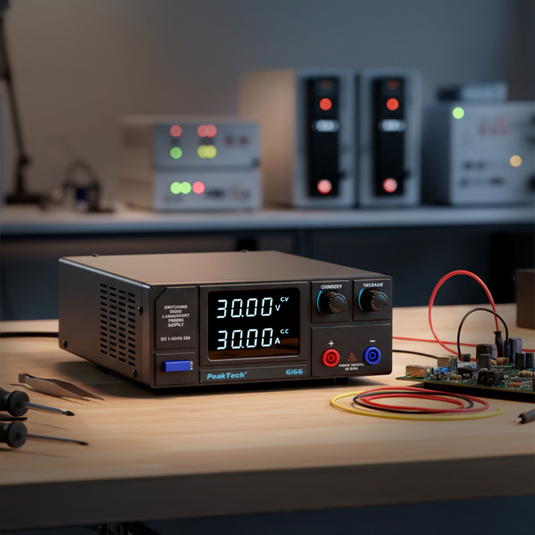 PeakTech P 6166 zasilacz laboratoryjny 1–30V 30A praca pod obciążeniem