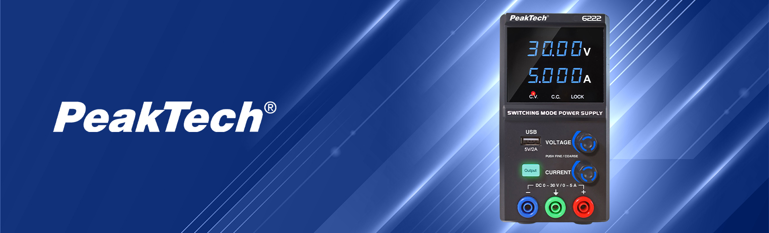 PeakTech 6222 laboratoryjny zasilacz impulsowy DC 0-30V 5A do laboratorium i serwisu
