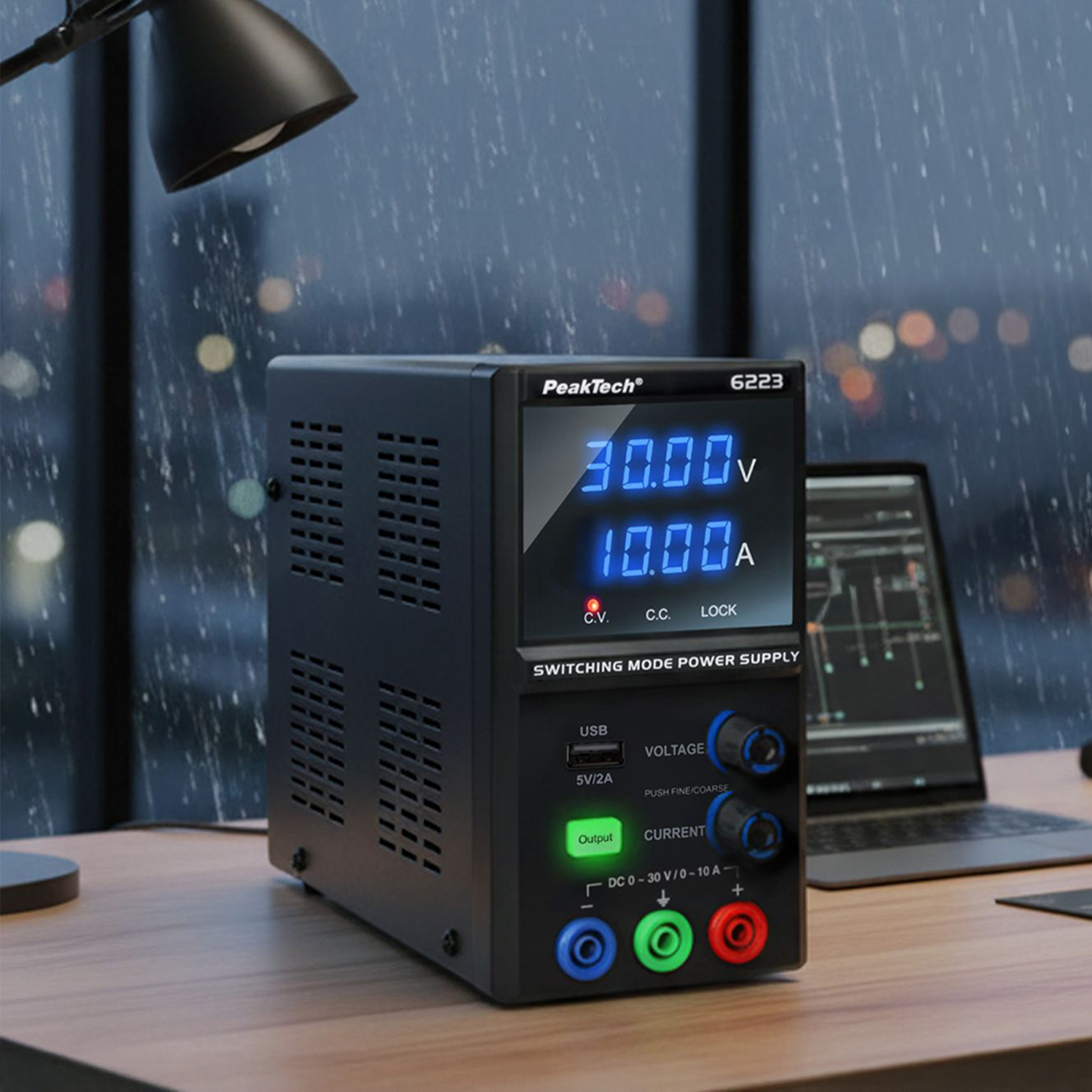 PeakTech 6223 zasilacz laboratoryjny 0-30V 10A praca pod obciążeniem