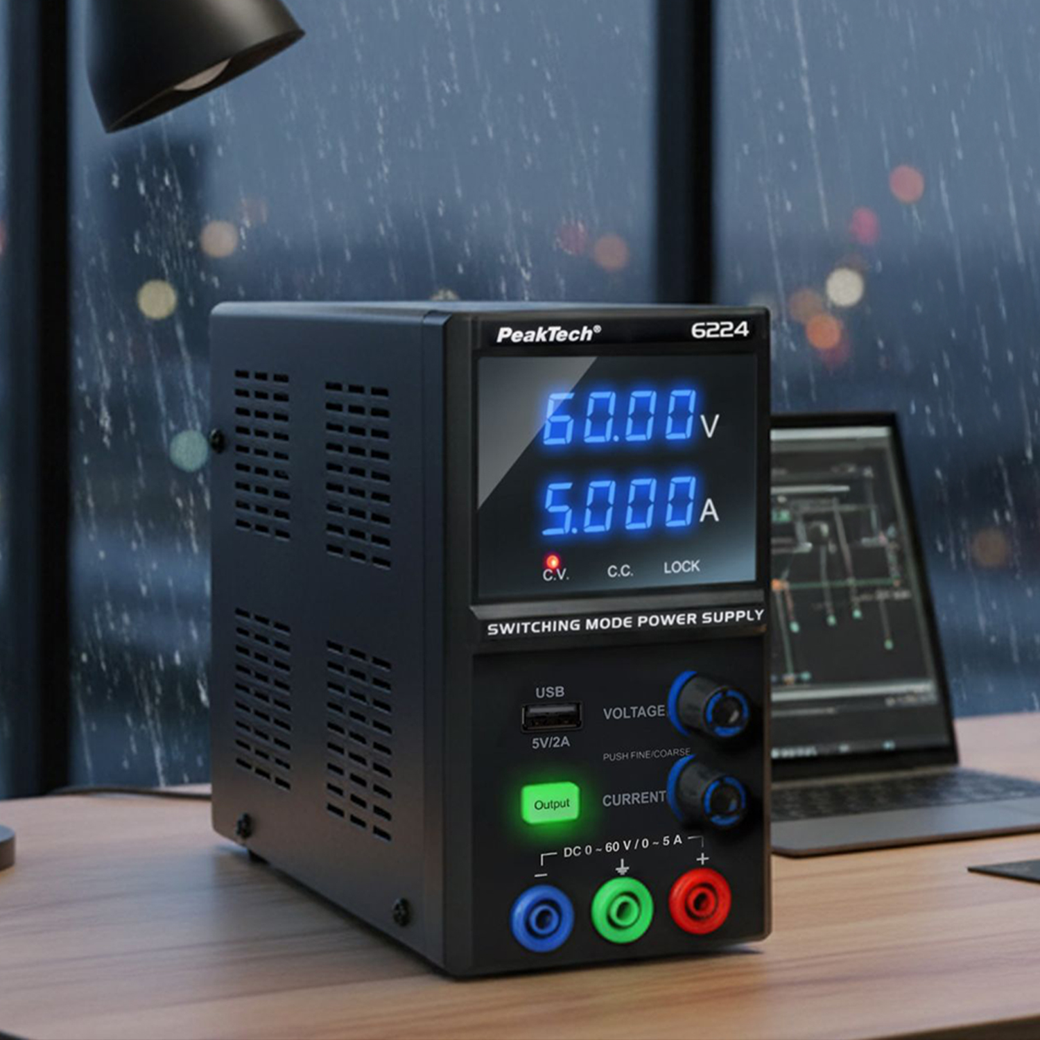 PeakTech 6224 zasilacz laboratoryjny 0-60V 5A praca pod obciążeniem