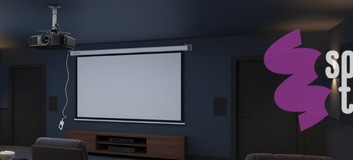 Zestaw: elektryczny ekran projekcyjny PVC EASY VIEW, uchwyt do projektora, bezprzewodowy transmiter HDMI i pilot do prezentacji