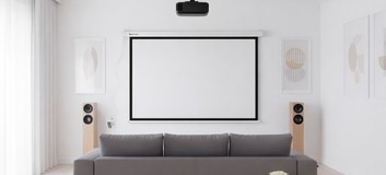 Zestaw projekcyjny do kina domowego i prezentacji: ekran, uchwyt, transmiter, pilot