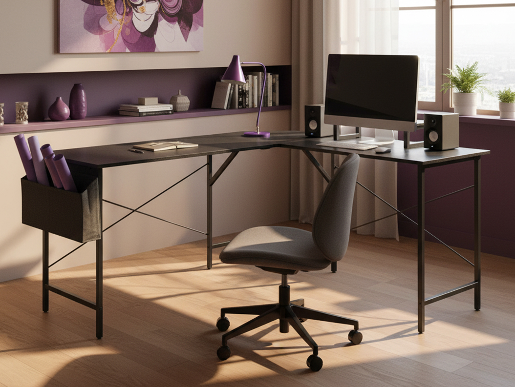 Minimalistyczne biurko narożne