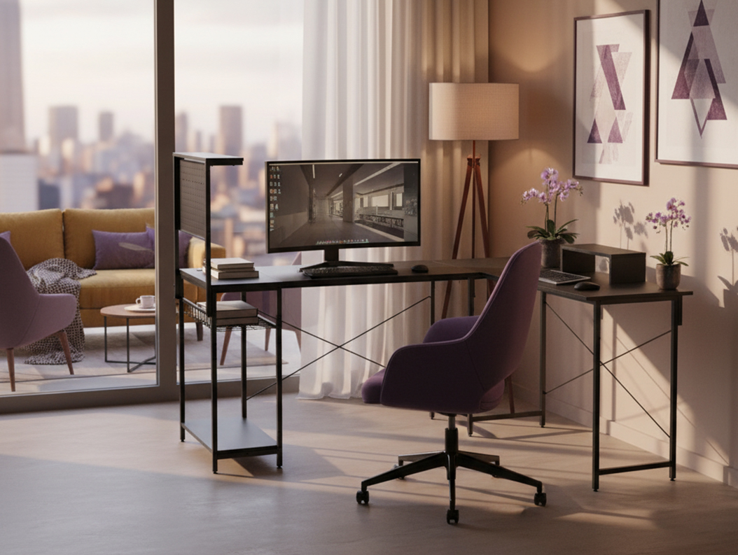 Stalowe biurko narożnikowe