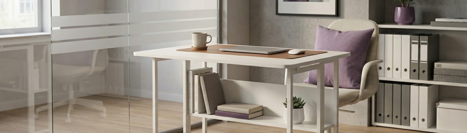 Weißer mobiler Klappschreibtisch 120x58 cm in modernem Interieur