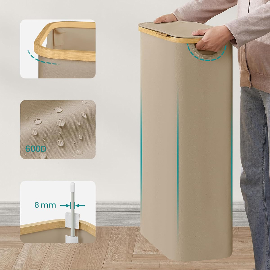 Materiał Oxford 600D kosz na pranie Spacetronik SFFL0011_V2 beżowy