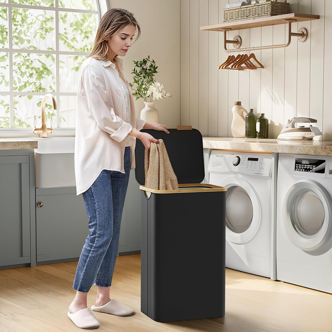 Pojemny kosz na pranie 90L Spacetronik SFFL0012_V1 do łazienki